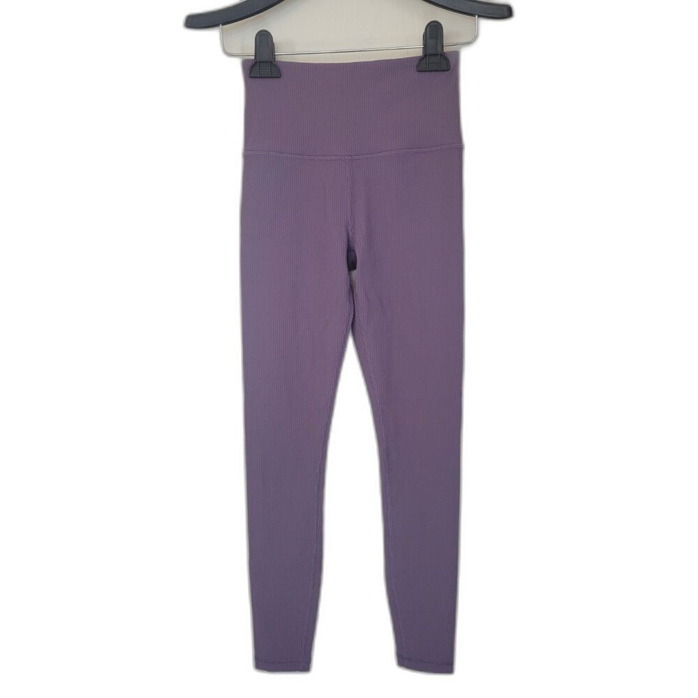 Athleta Elation Ribbed Purple Tight Leggings